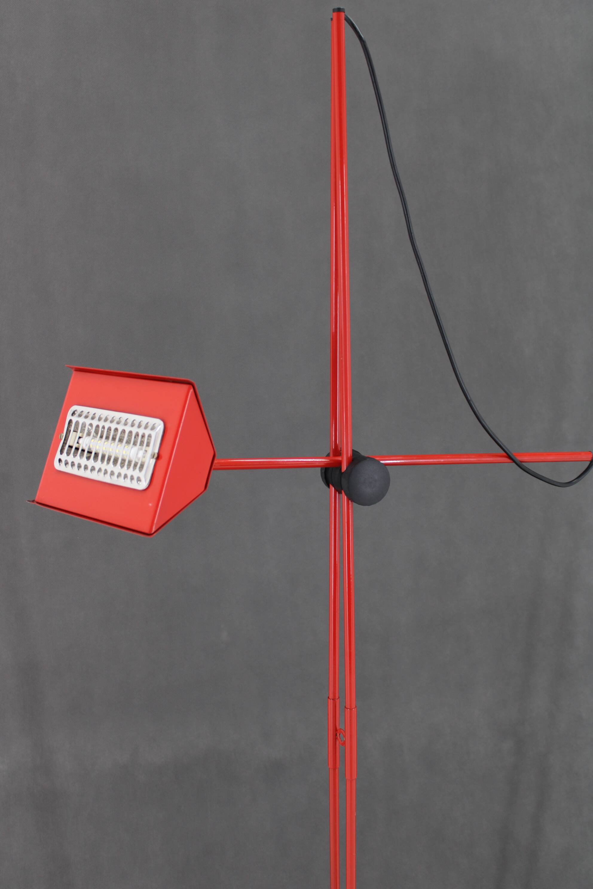 1980s Halogen Red Floor Lamp, Italy