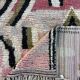 Pink and red Berber Boujad rug in wool, bohemian decor.