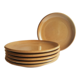 Set of 6 flat plates in Brenne stoneware from France vintage