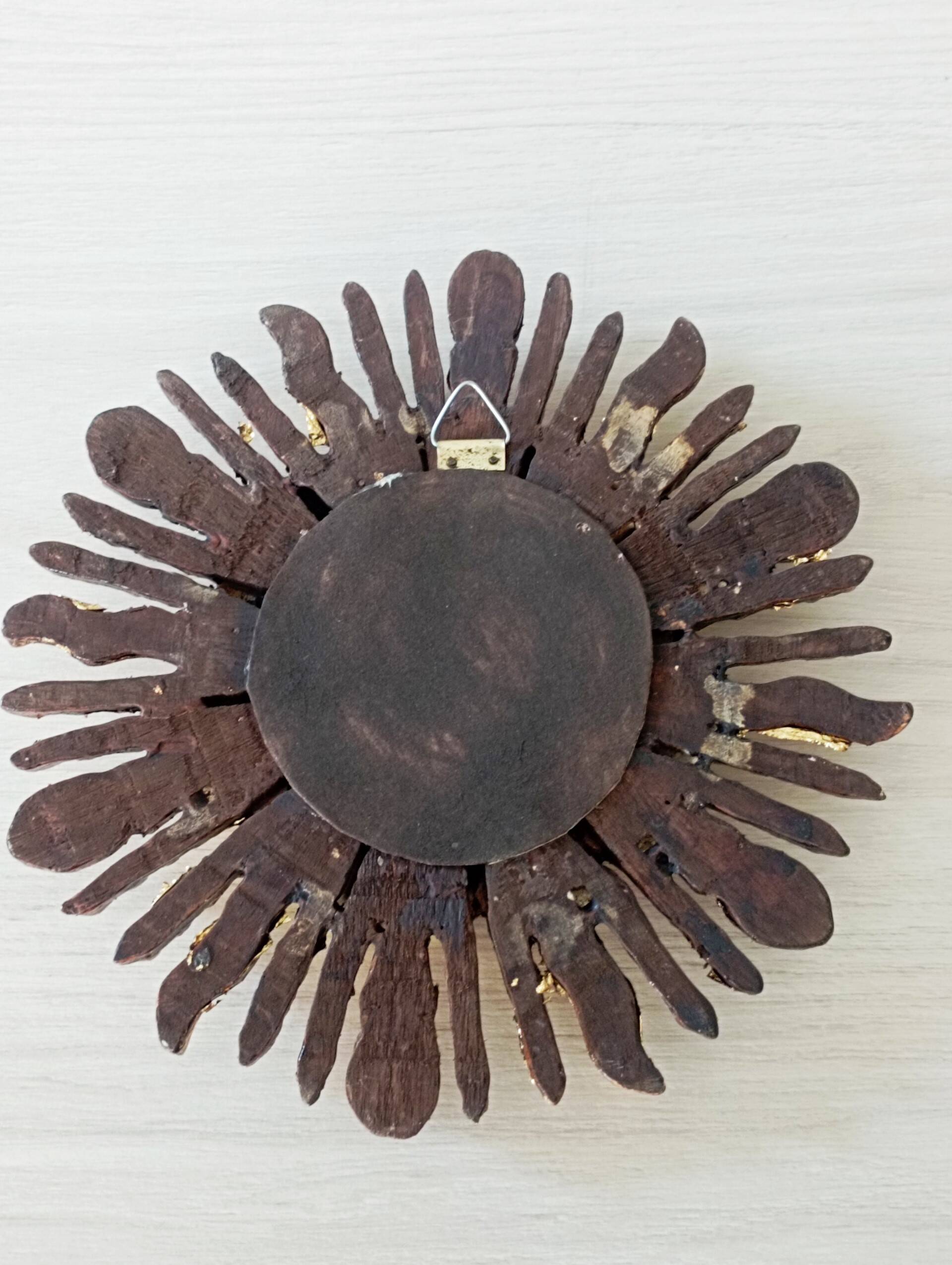 Golden wood sun mirror