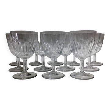 Baccarat – 12 verres à vin blanc En Cristal De Baccarat Modèle Casino