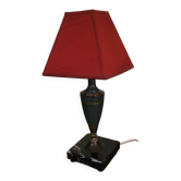 Vintage 1960s lamp – black veined marble and decorated metal