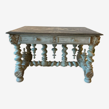 Table /bureau à 2 tiroirs Louis XIII