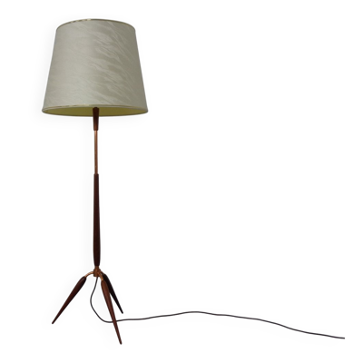 Tripod Teak & Copper  Lampadaire Fog & Mørup, 1960s