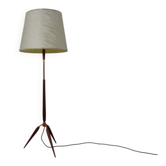 Tripod Teak & Copper Floor Lamp from Fog & Mørup, 1960s