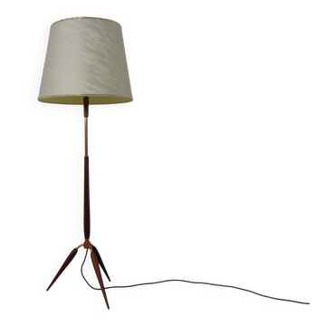 Tripod Teak & Copper Floor Lamp from Fog & Mørup, 1960s