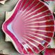 Proceram Aubagne service in red and gilded ceramic shell St Jacques 1950