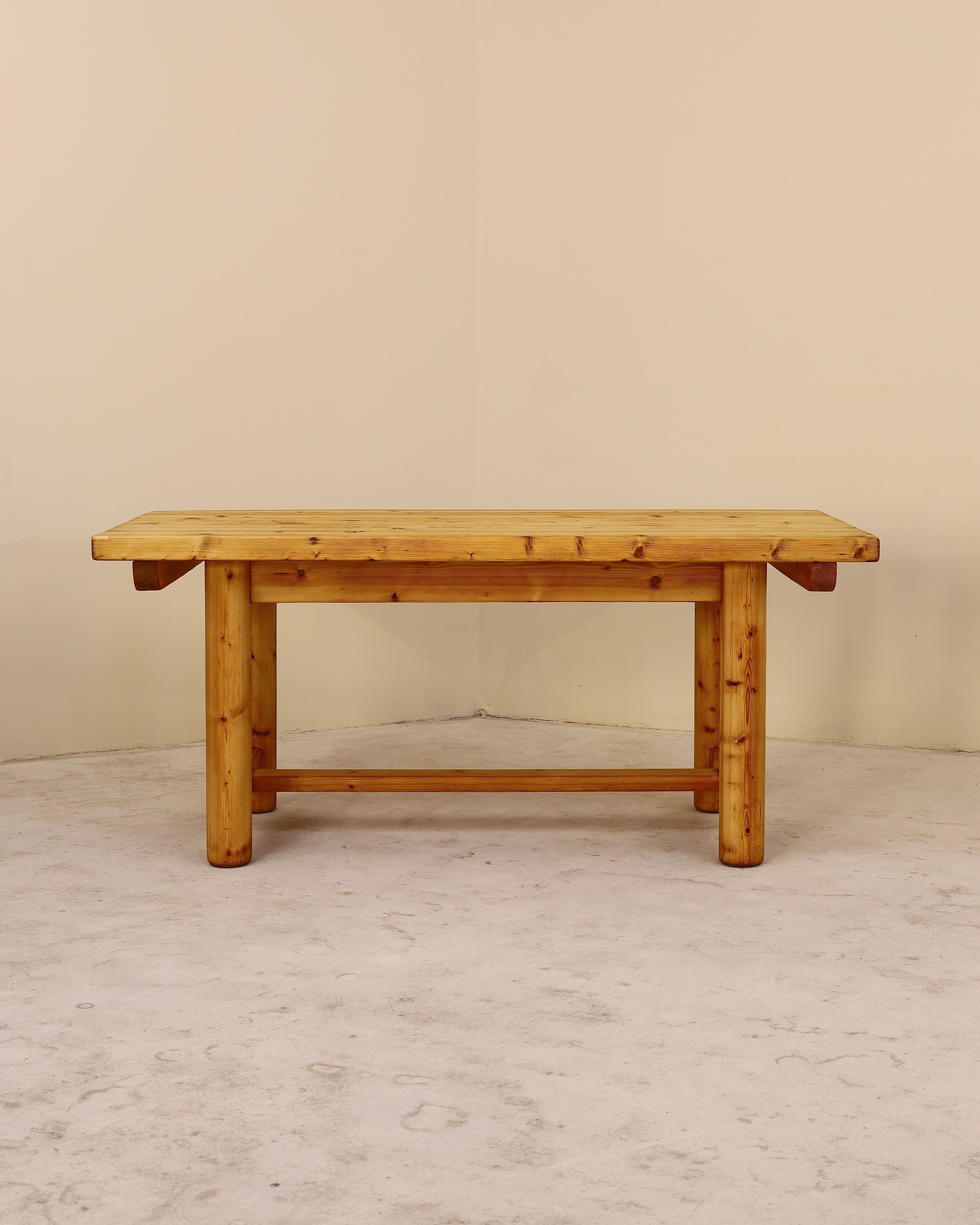 Solid pine table, attributed to Georges Robert, France, 1960s.