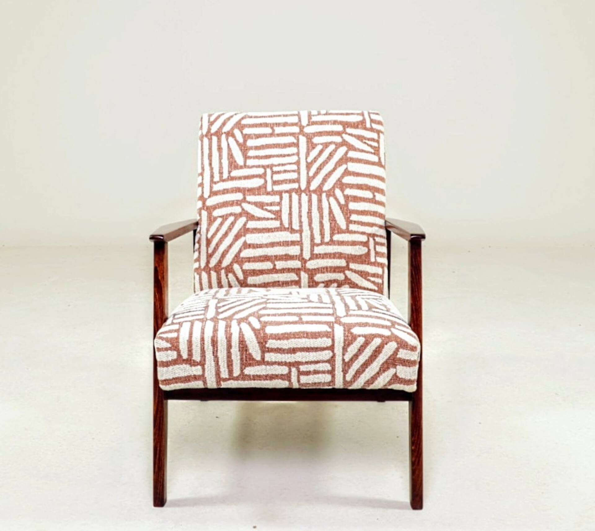 Fauteuil Vintage Design Corak Tissu Jacquard Rose Design MCM