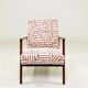 Fauteuil Vintage Design Corak Tissu Jacquard Rose Design MCM