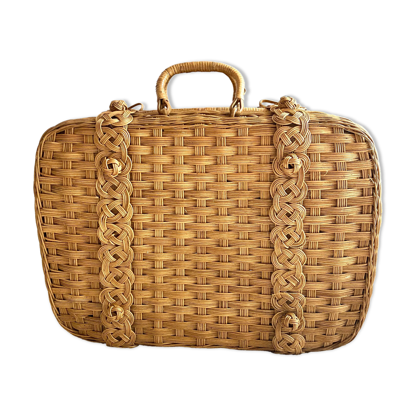 Vintage rattan suitcase