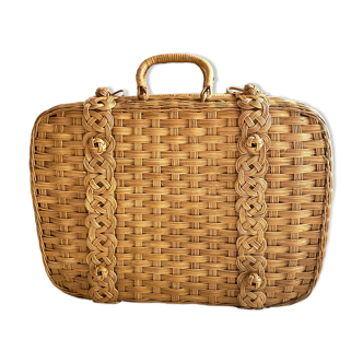 Vintage rattan suitcase