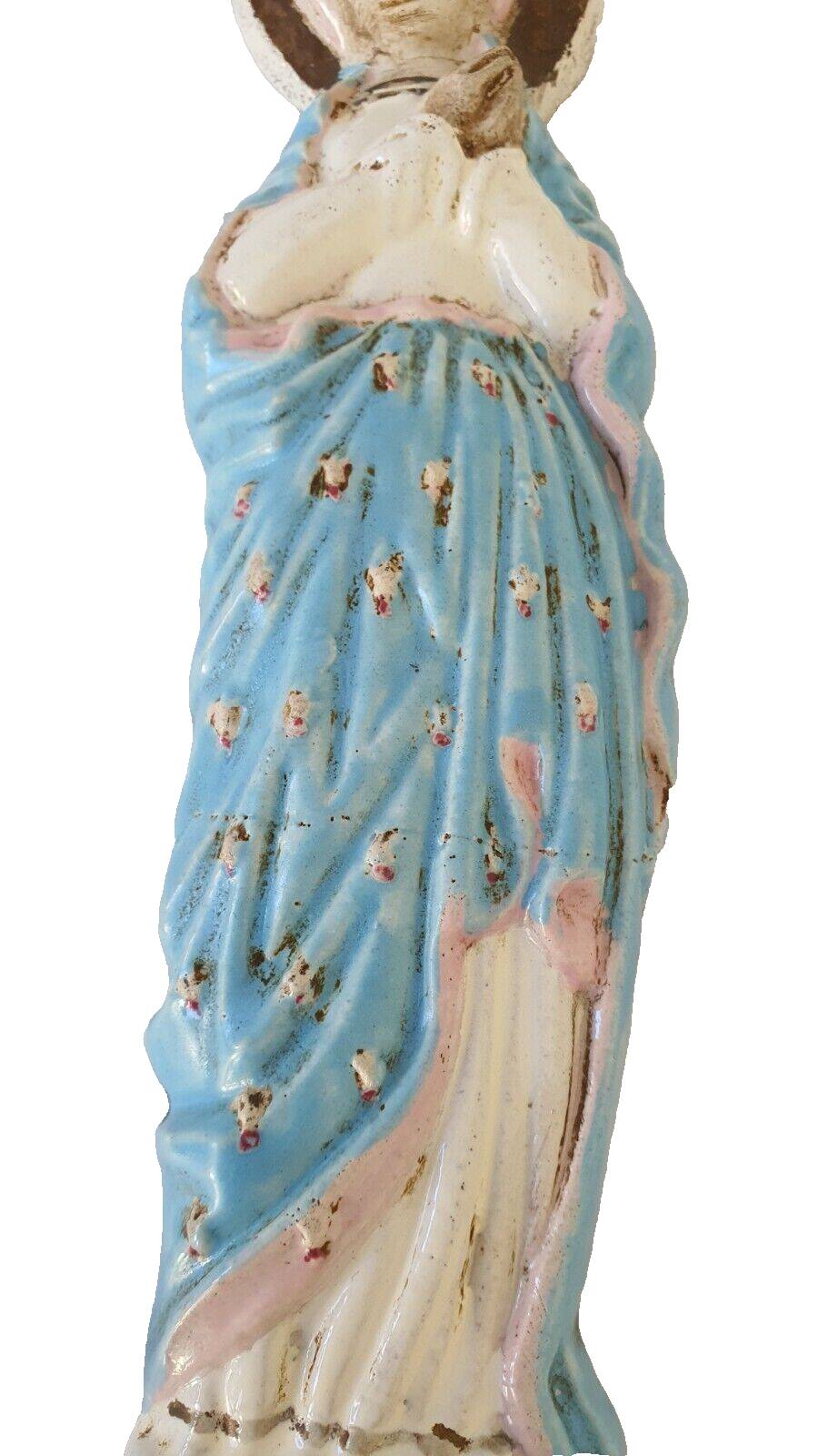 Holy Virgin Wall Sculpture 34 Cm Signed Guérin L 11