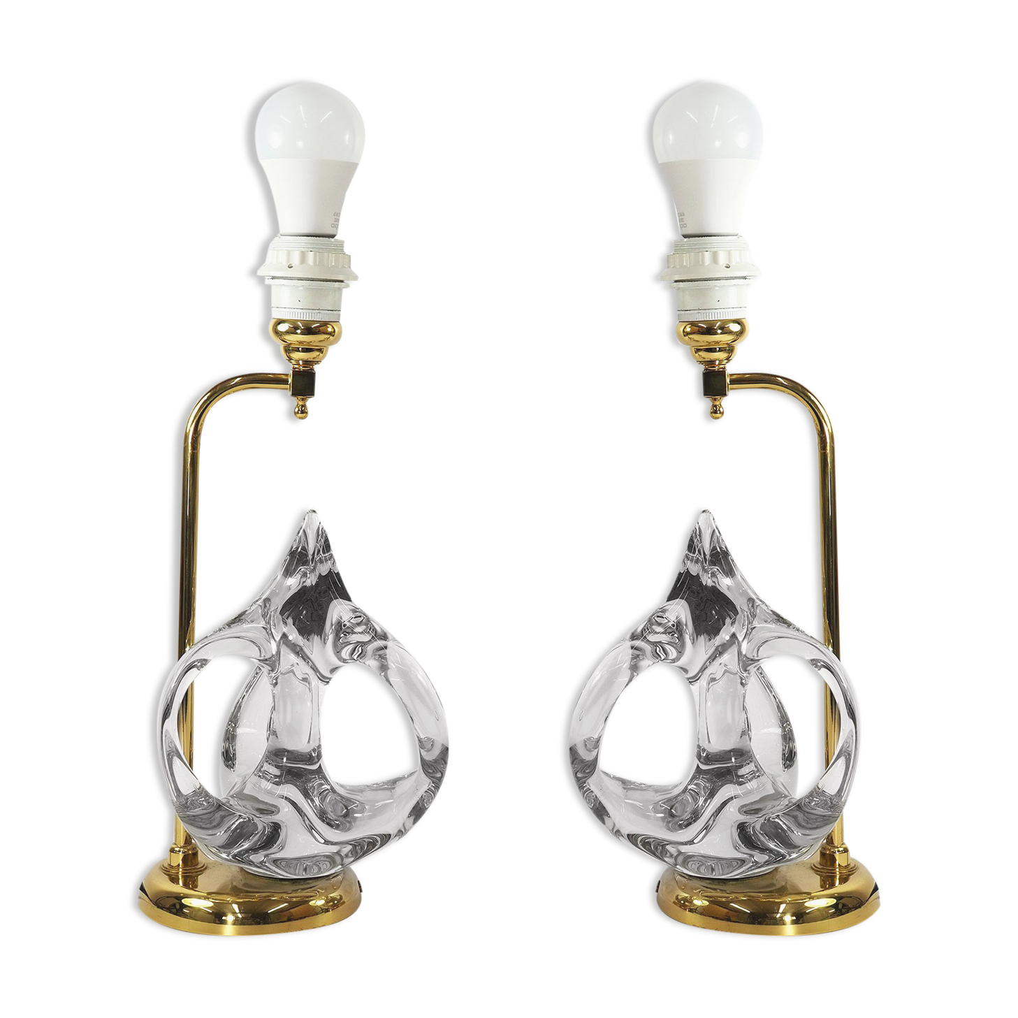 Vintage french crystal and brass lamps