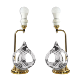 Lampes vintage françaises en cristal et laiton