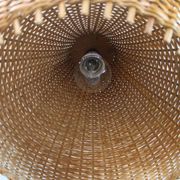 Mid-century adjustable wooden wall lamp with rattan shade, Lipta, 1970s