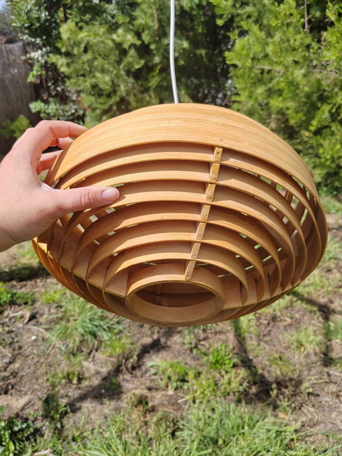 Scandinavian curved wood pendant light