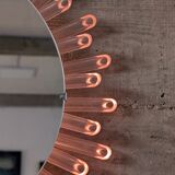 Mid-Century Modern Sunburst Mirror Wall Lamp in Lucite with Pink Glow, 1970