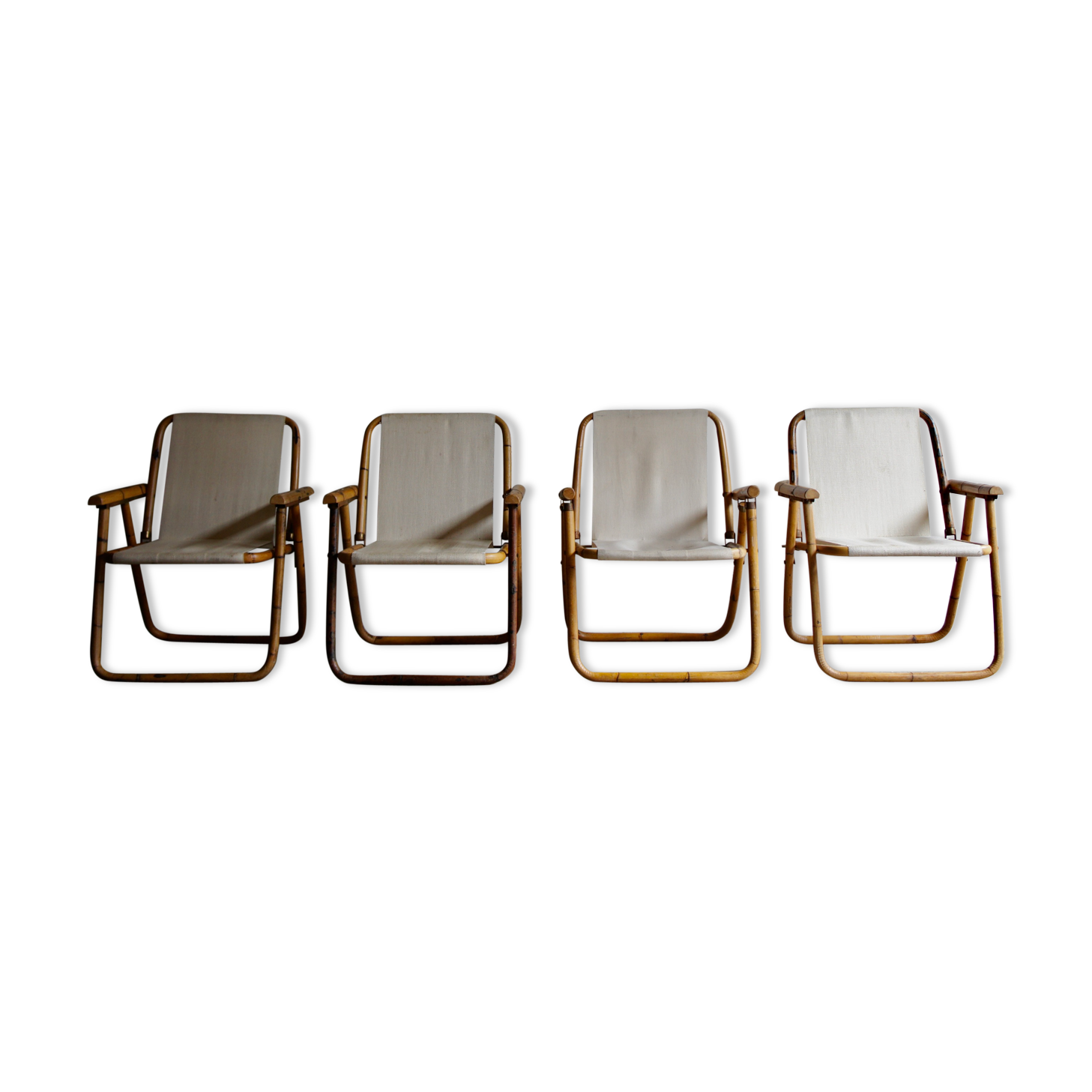 Midcentury bamboo folding chairs