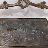 Boite ancienne verre laiton biscuits bonbon coffret