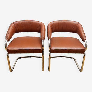 Pair of leather armchairs year 70