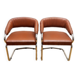 Pair of leather armchairs year 70