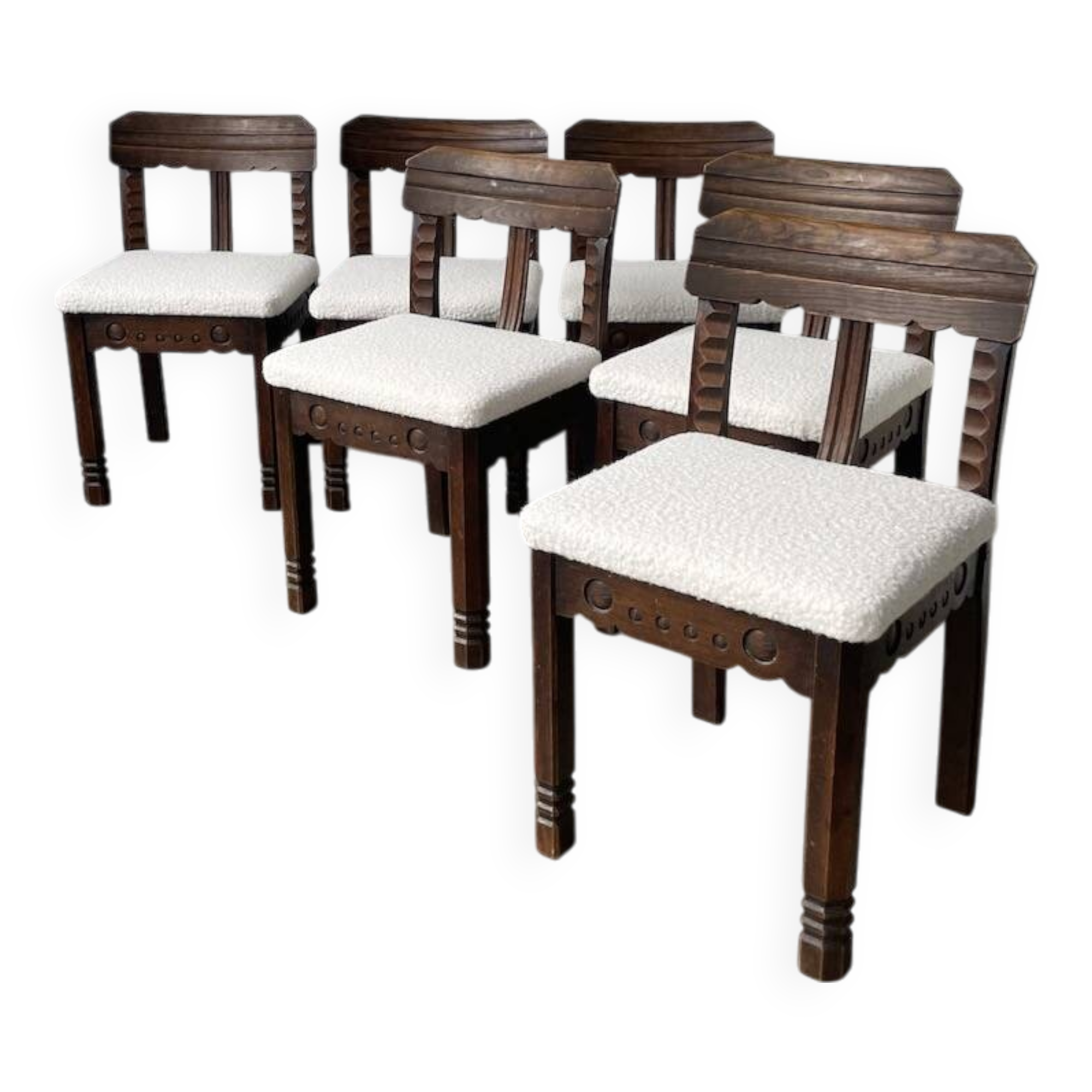 Set of 6 brutalist chairs from the 1940s