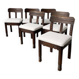 Série de 6 chaises brutalistes années 40