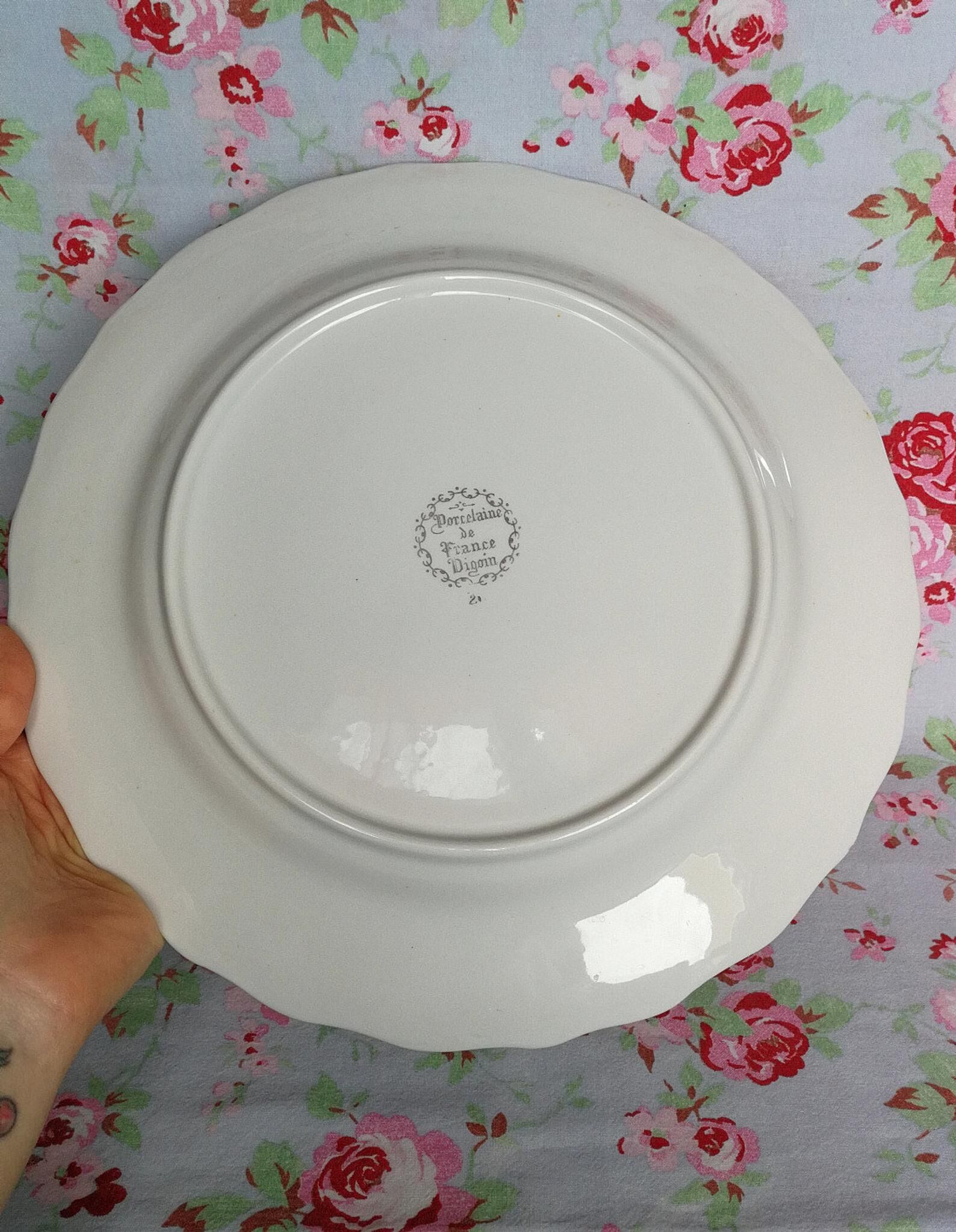 Sarreguemines Grand Dish in Porcelain Dishes Old Couple Fragonard