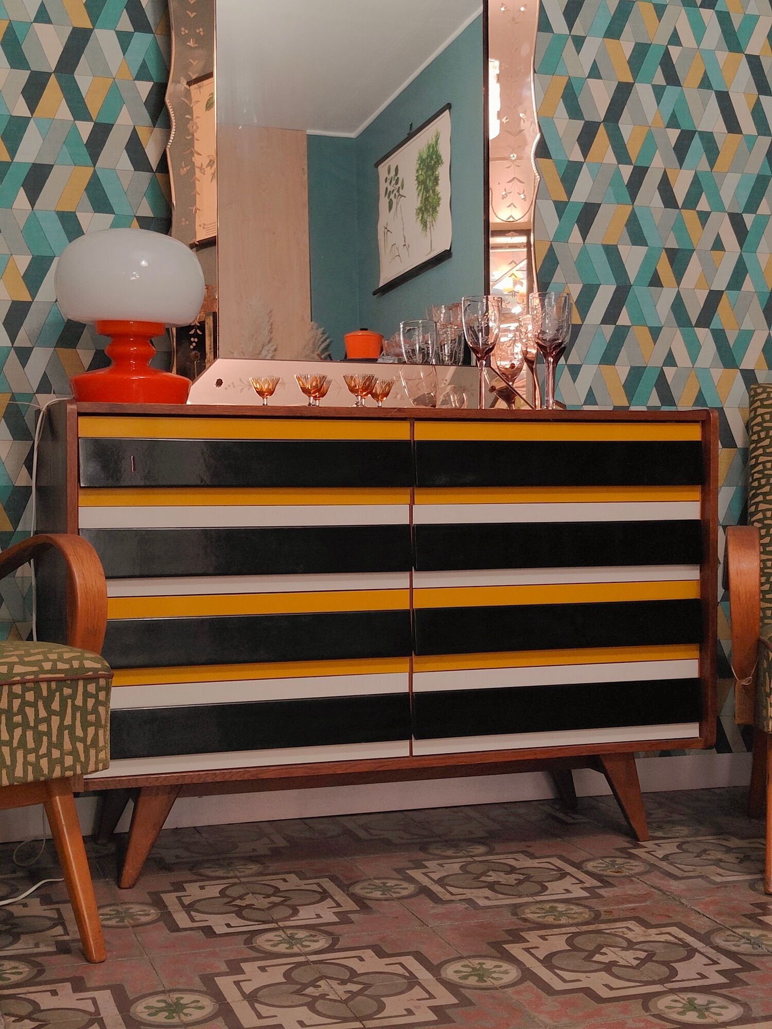 Chest of drawers U 453 Yellow by Jiri Jiroutek for Interier Praha, old edition from 1962