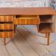 Mid-Century Modern Writing Desk in Mahogany Veneer, Czech, 1950