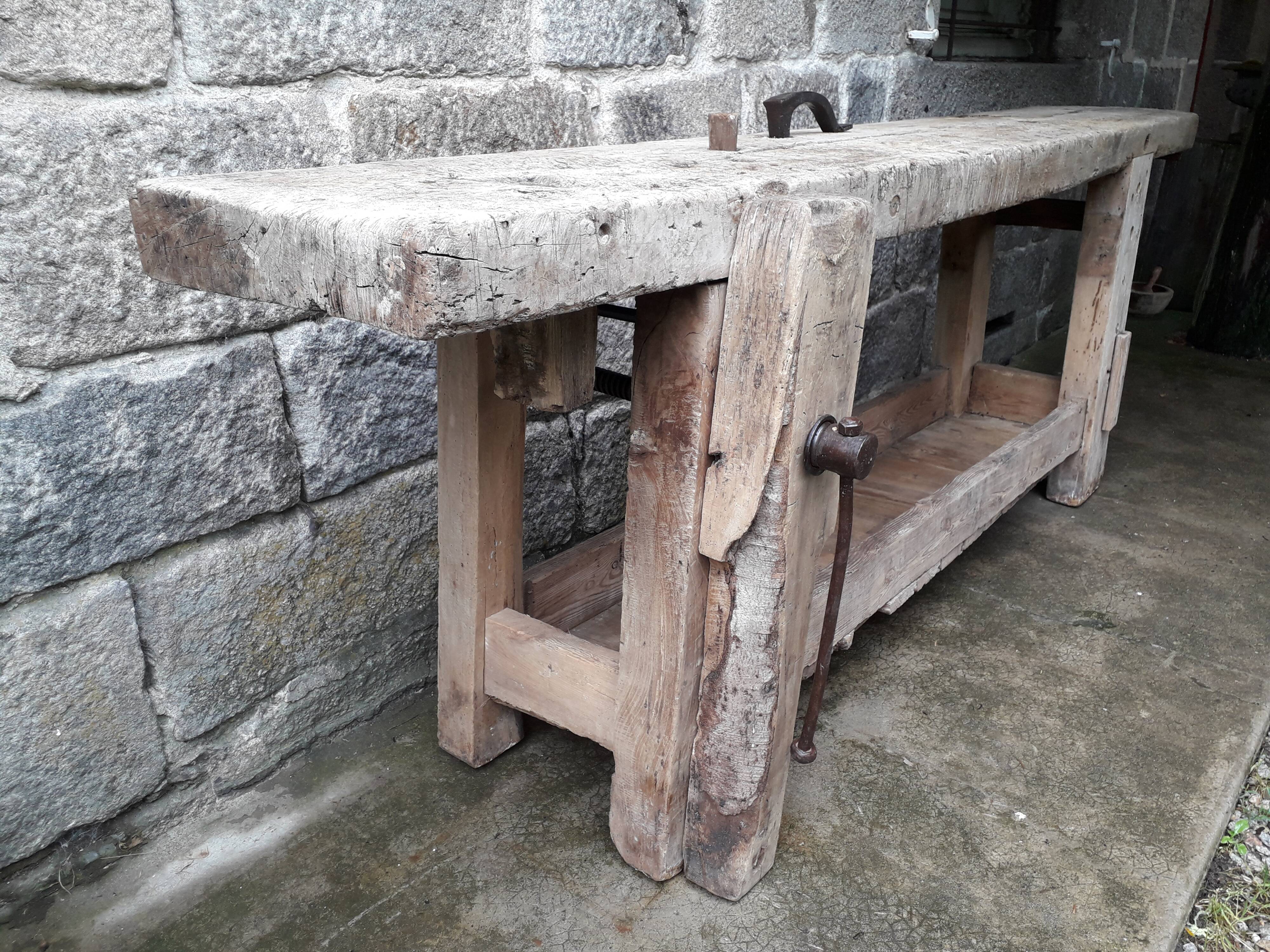 Old in solid beech workbench 237 cm