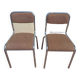 Set of 2 chairs chrome and beige fabric - vintage