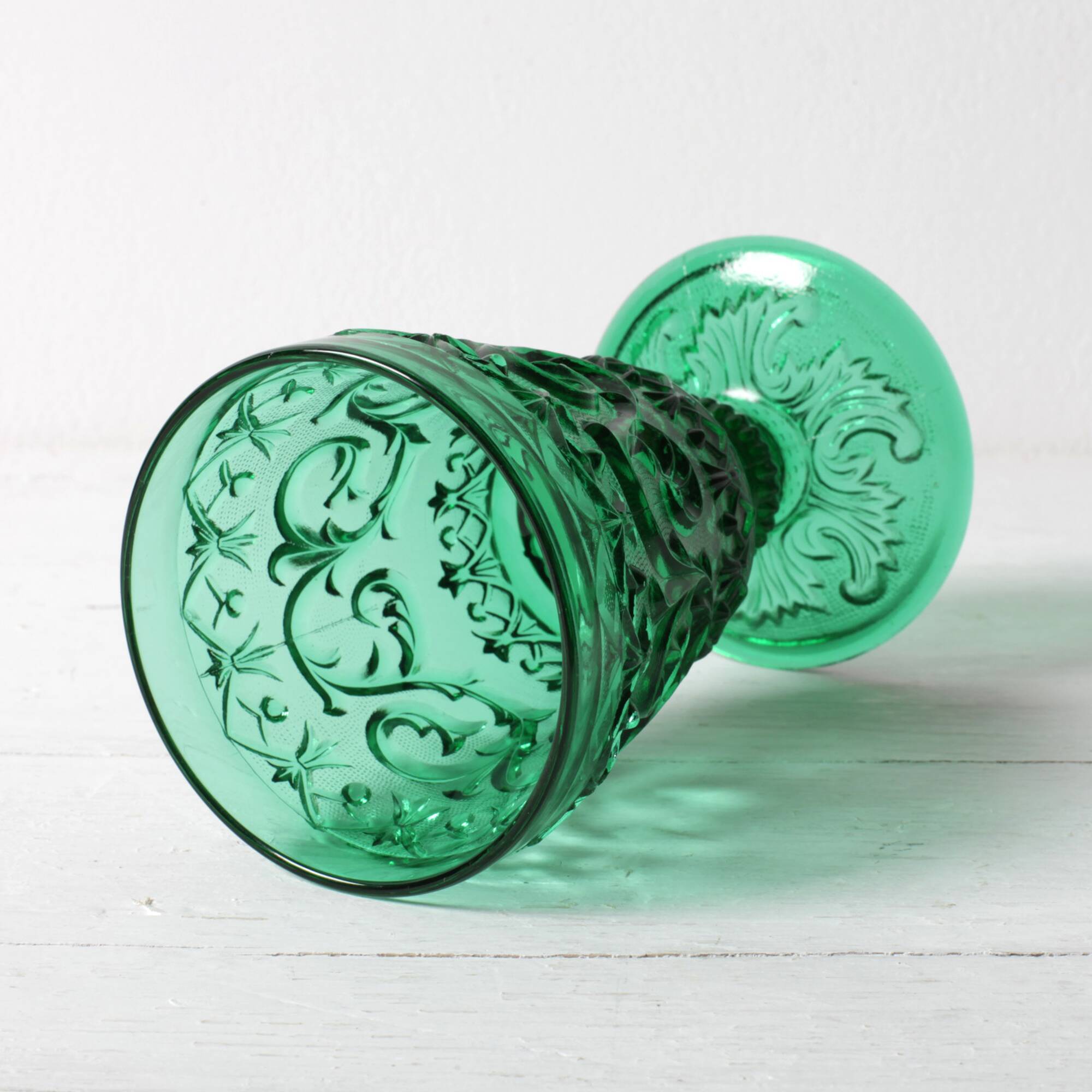 Vintage Green Stem Glass Arabesque / Wine Goblet Baccarat / France / 1840s