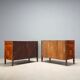 Pair of antique neoclassical walnut commodes from the 18th century.