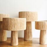 Minimalist raffia bedside table lamp size L
