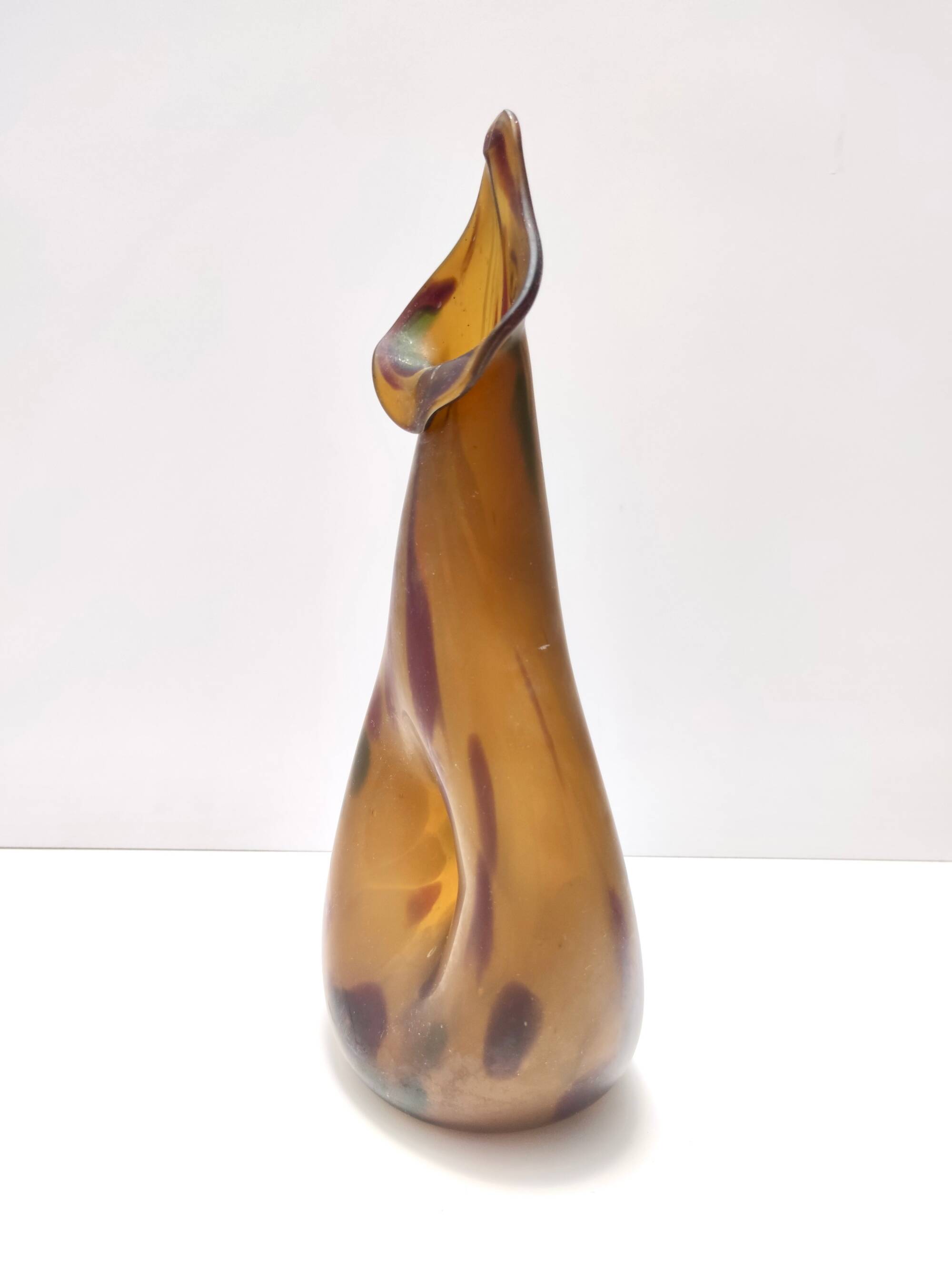 Experimental Amber Murano Glass Vase attr. to Anzolo Fuga, Italy