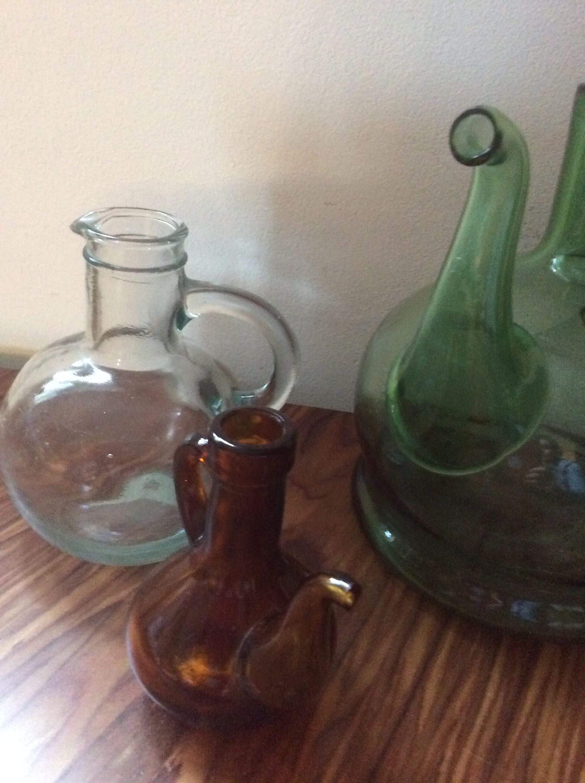Series of 3 vintage glass carafes
