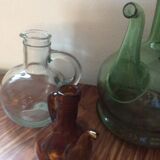 Series of 3 vintage glass carafes