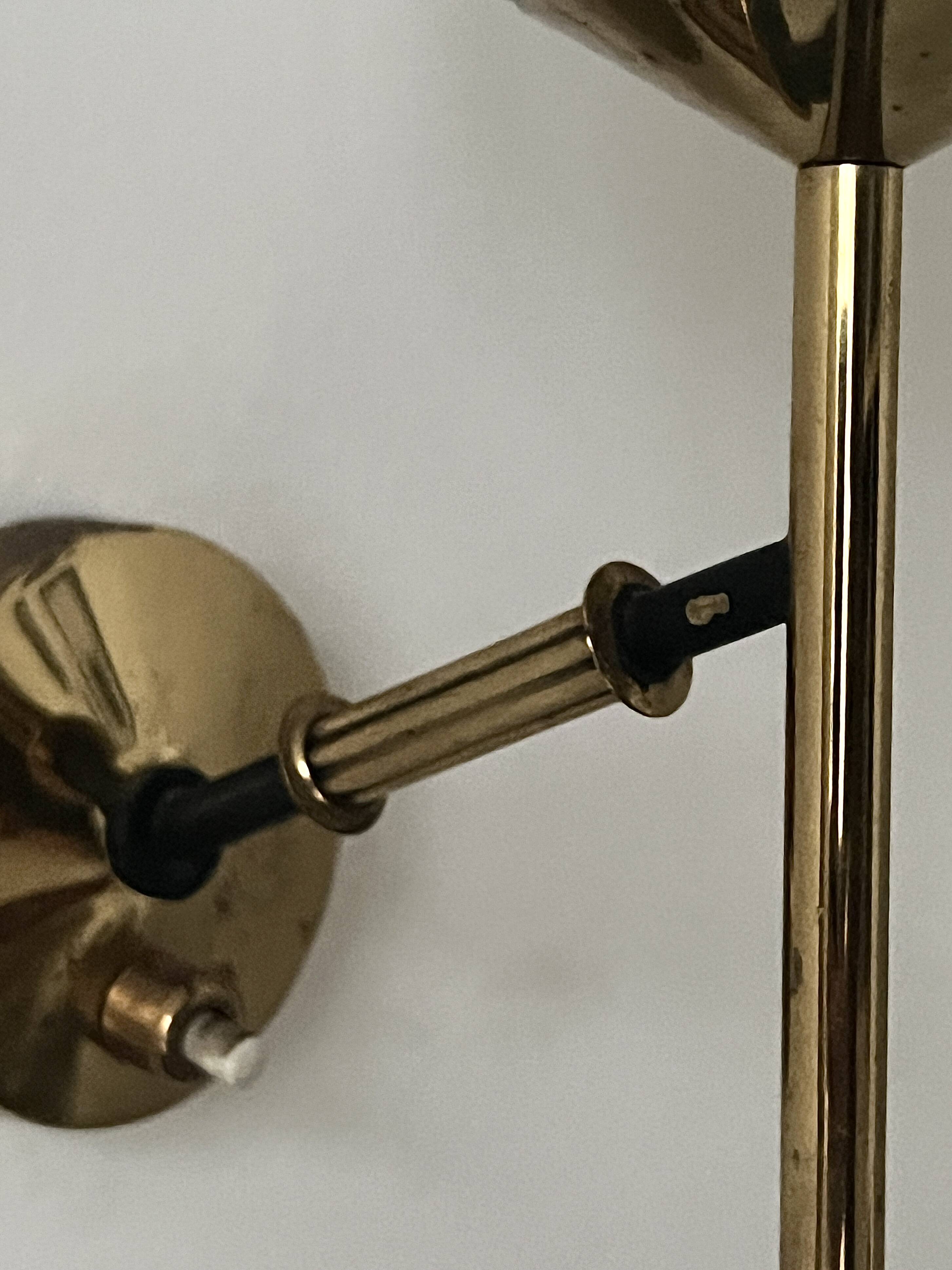 Brass and white opaline glass wall light, Arlus design 1950.