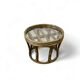 Vintage round side table/coffee table in rattan and wicker