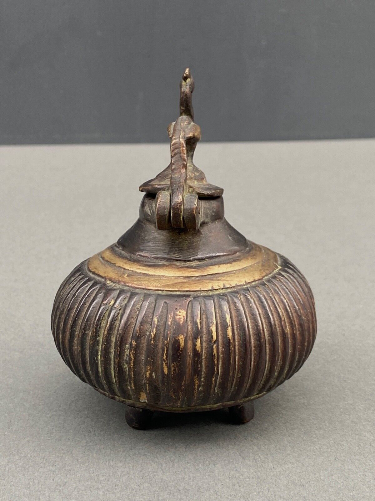 Bronze Inkwell Indian Nineteenth Peacock Bird Decor