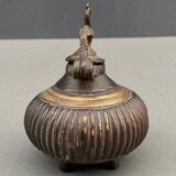 Bronze Inkwell Indian Nineteenth Peacock Bird Decor