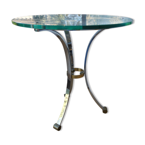 table d'appoint ronde - laiton verre