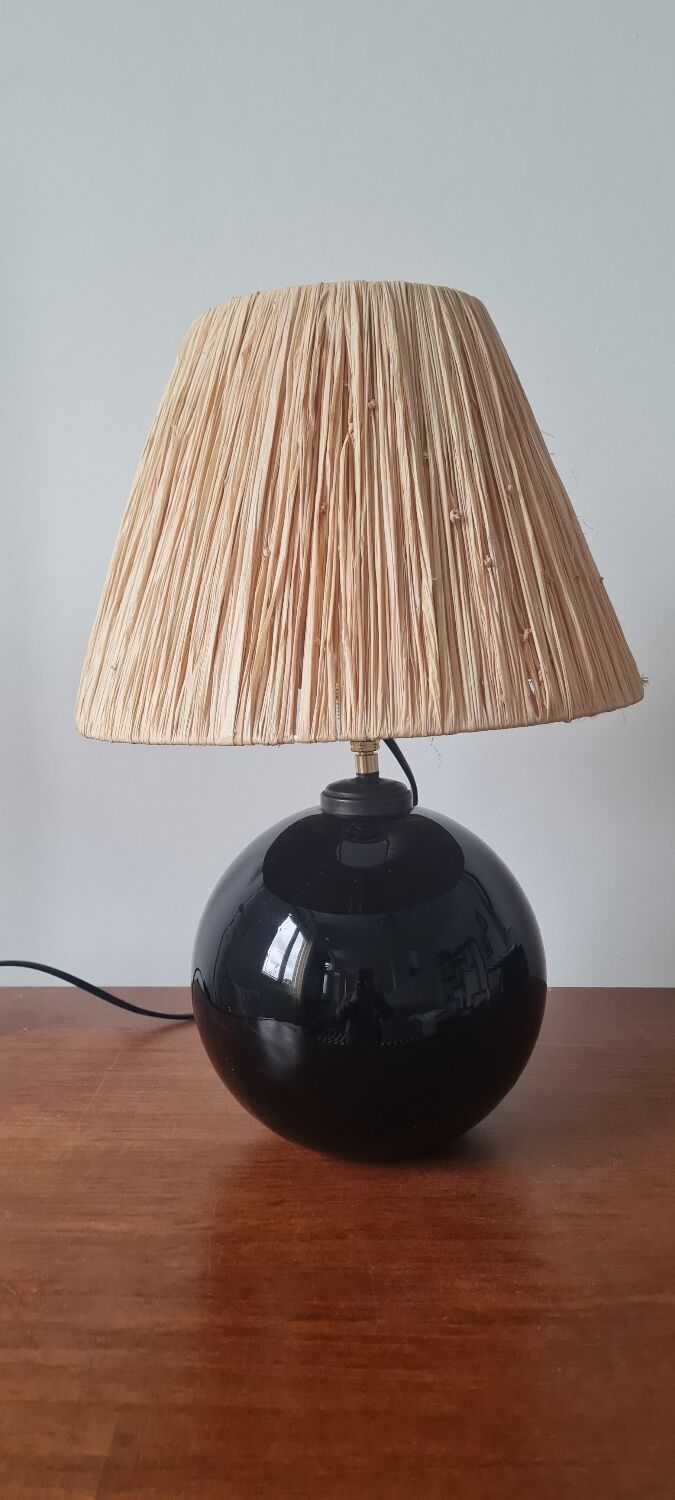 Black glass ball lamp art deco 1930
