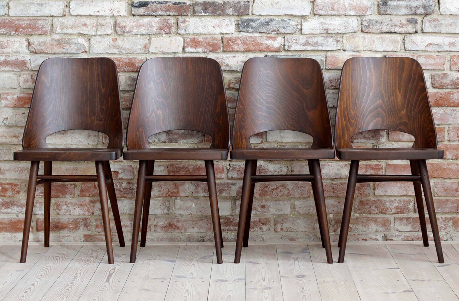 Set of 8 Mid Century Modern Dining Chairs by Radomir Hofman for TON, Model 514