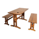 Scandinavian modern solid pinewood benches and dining table, 1970s