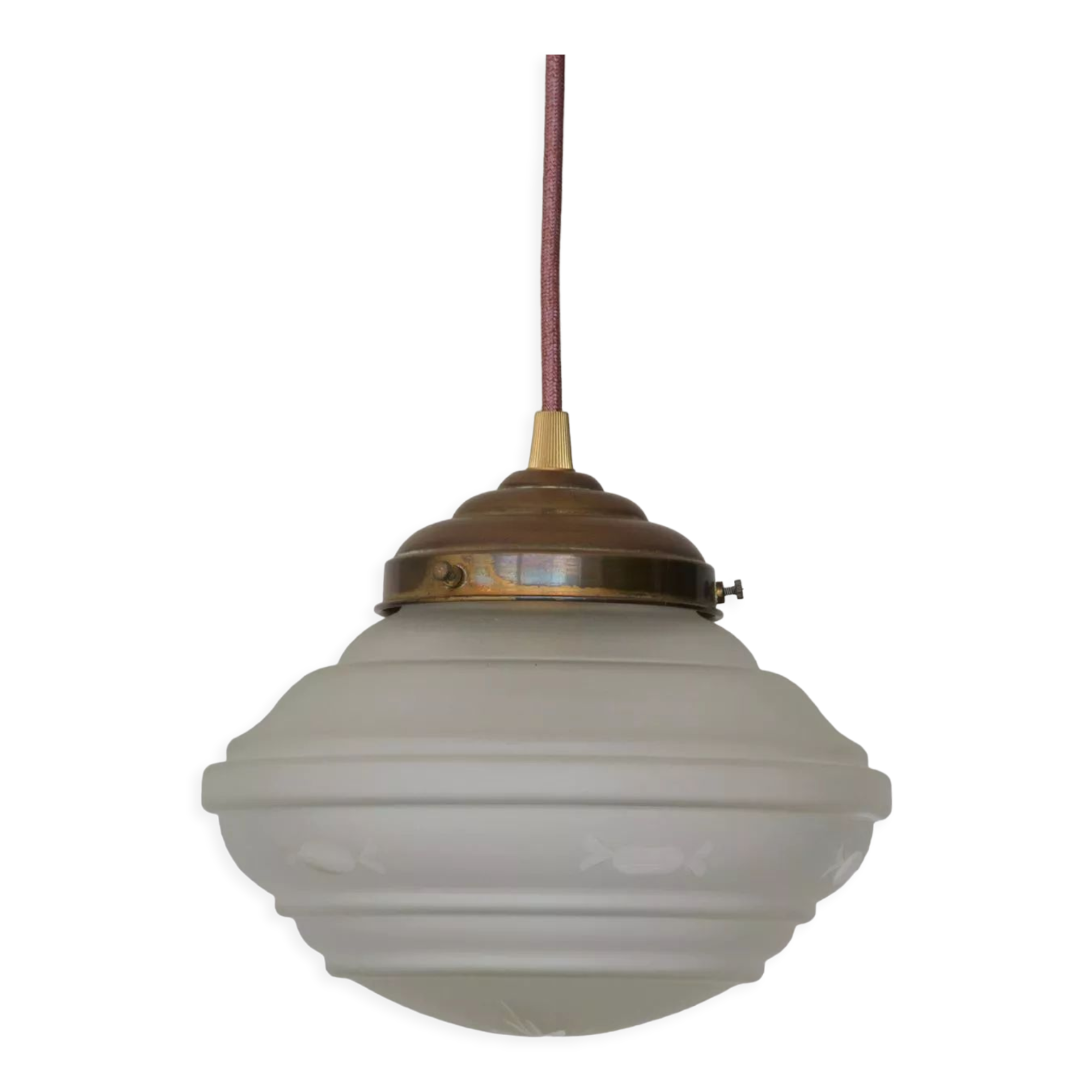 Engraved glass globe pendant lamp