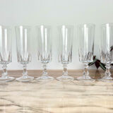 6 Arques crystal champagne flutes, Louvre model