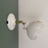 Vintage white opaline wall lamp with shade